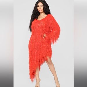NEW 🆕 Serenity Fringe Sweater Dress - Rust